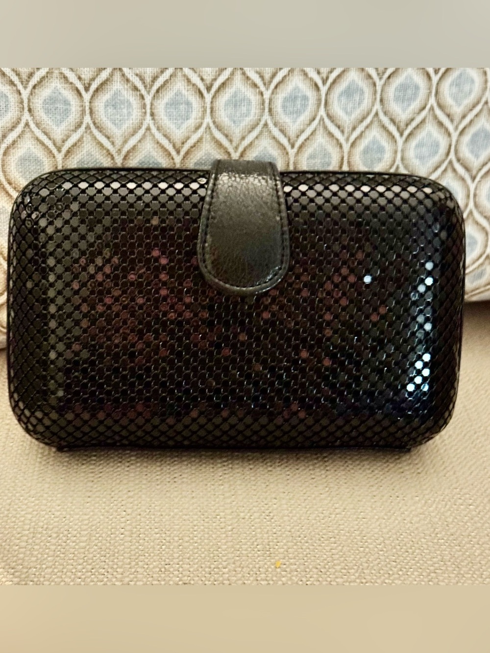 Jessica Mc Clintock Black Metal Mesh Purse